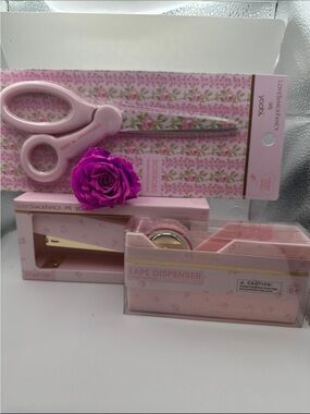 Love Shack Fancy x yoobi Pink Floral Stapler/Scissors/Tape Dispenser Set
